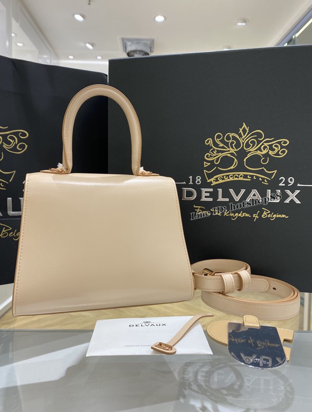 Delvaux全新雙環頂級brilliant box皮裸粉手提女包 德爾沃專櫃brilliant小號手袋 bxs1075